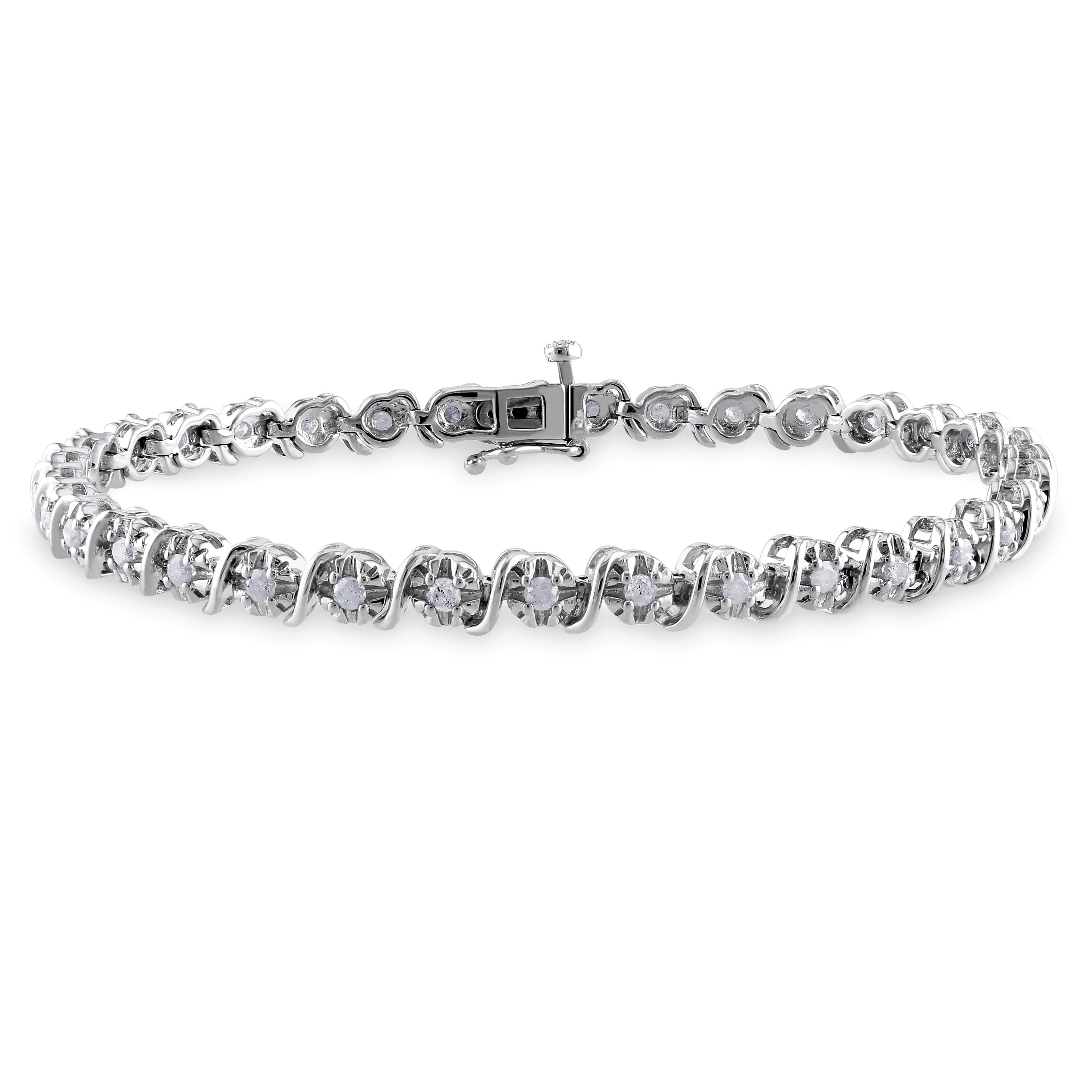 Miadora Sterling Silver 1Ct Tdw Diamond Tennis Bracelet Sterling Silver