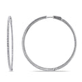 Miadora Sterling Silver 1Ct Tdw Diamond Thin Hoop Earrings