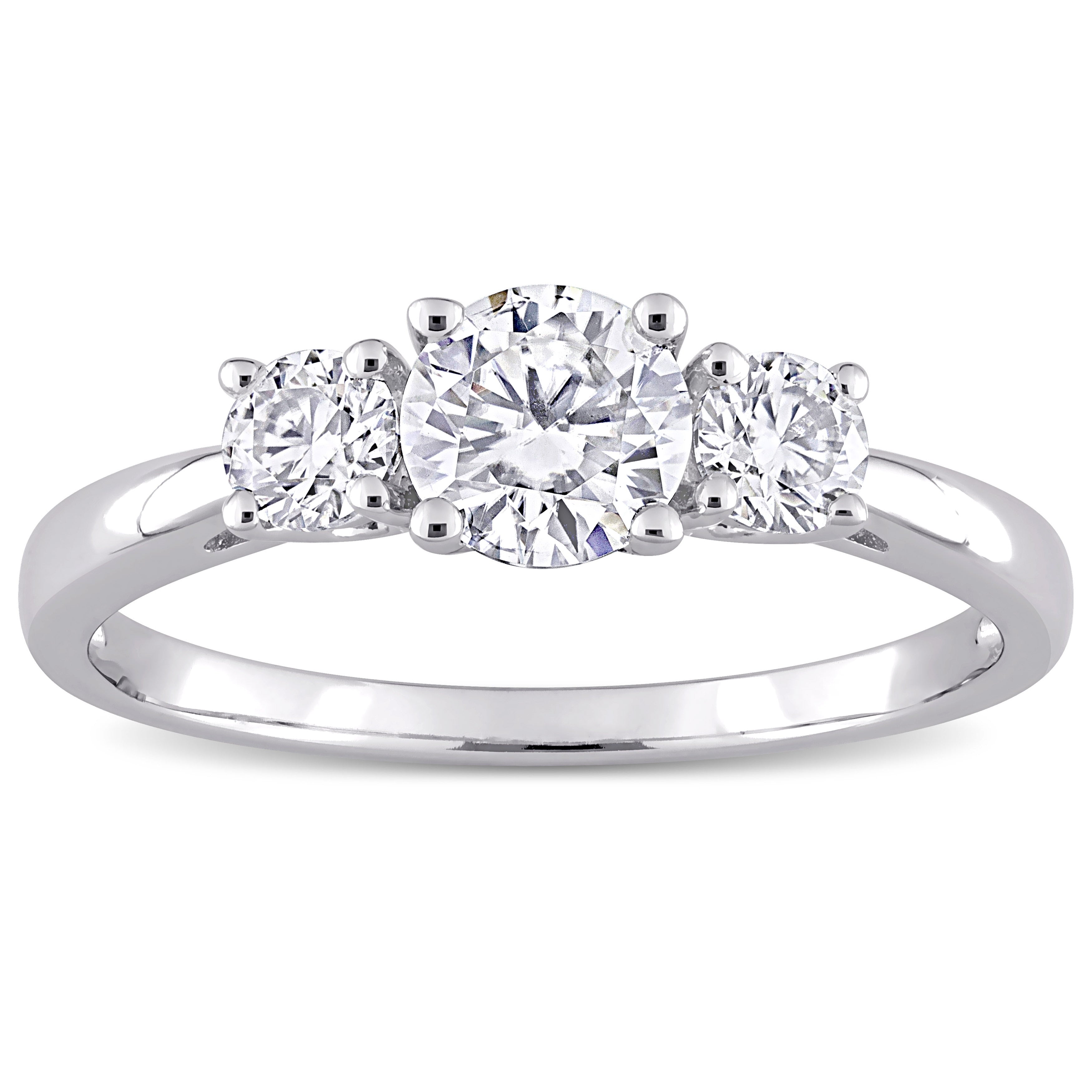 Miadora Sterling Silver 1Ct Tgw Created White Moissanite 3 Stone Engagement Ring