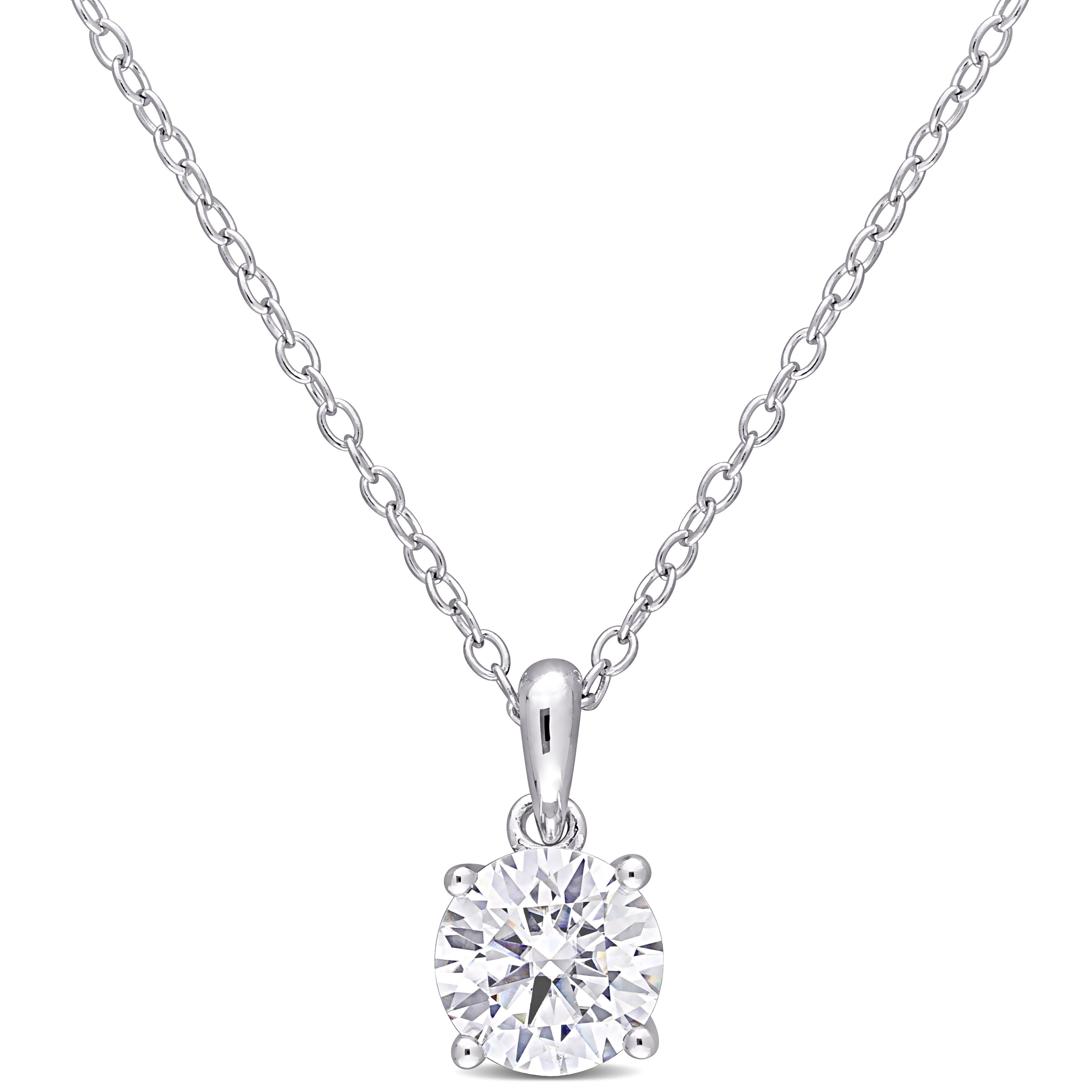 Miadora Sterling Silver 1Ct Tgw Created White Moissanite Solitaire Necklace
