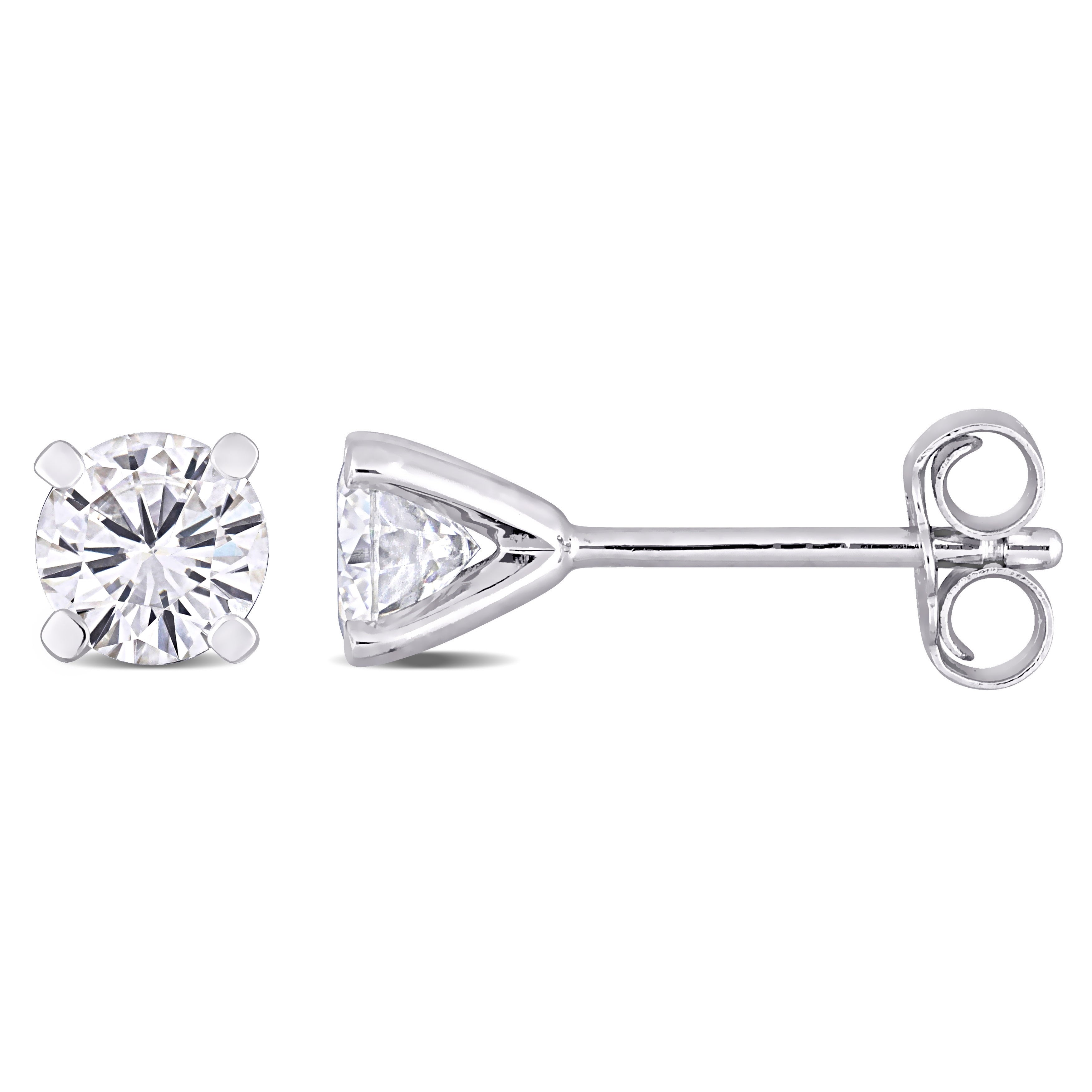 Miadora Sterling Silver 1Ct Tgw Created White Moissanite Solitaire Stud Earrings