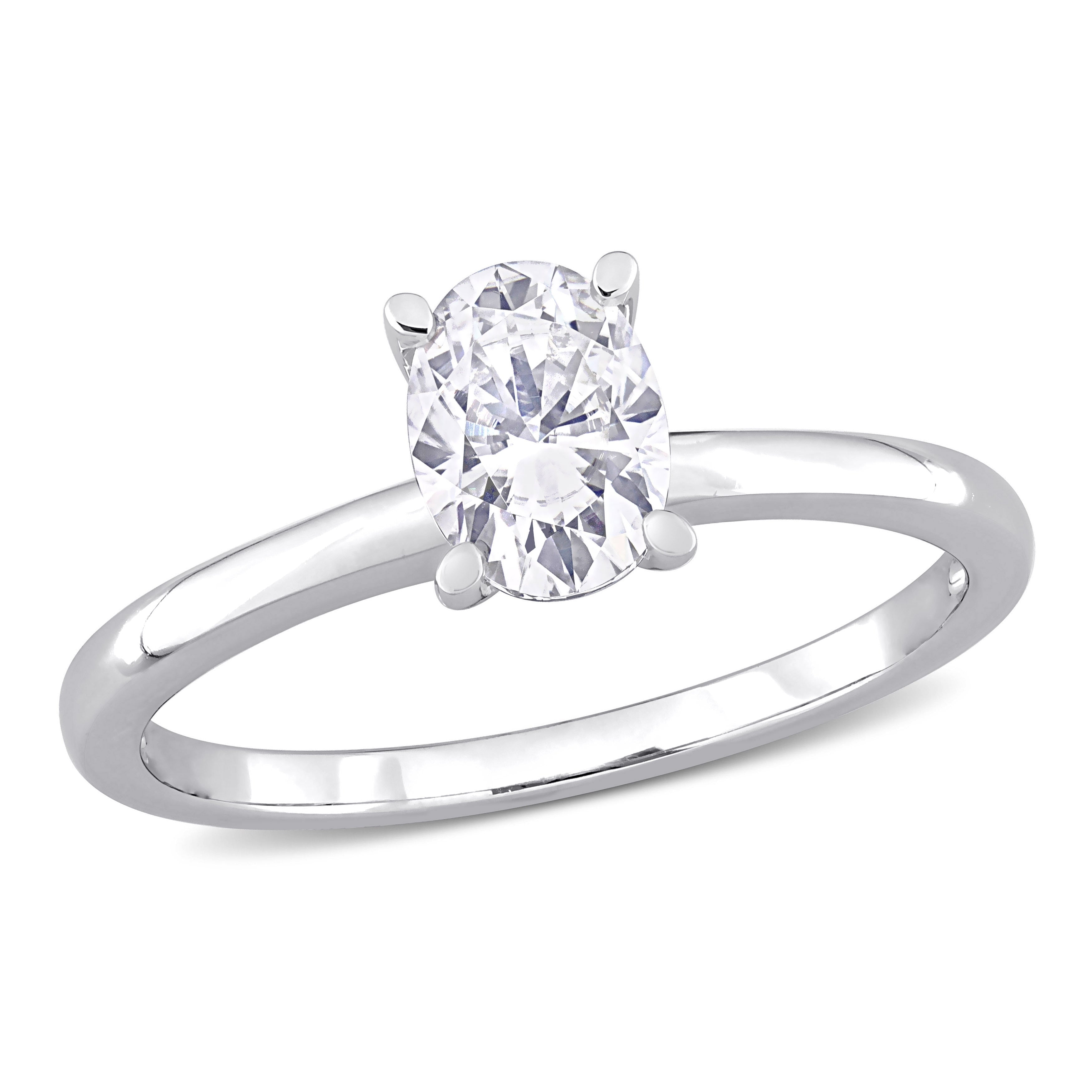 Miadora Sterling Silver 1Ct Tgw Oval Cut Created Moissanite Solitaire Engagement Ring