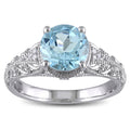 Miadora Sterling Silver 2 1 3Ct Tgw Blue Topaz And Diamond Accent Cocktail Ring