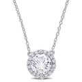 Miadora Sterling Silver 2 3 4Ct Tgw Created White Sapphire Halo Necklace