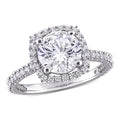 Miadora Sterling Silver 2 7 8Ct Tgw Created White Sapphire Halo Engagement Ring