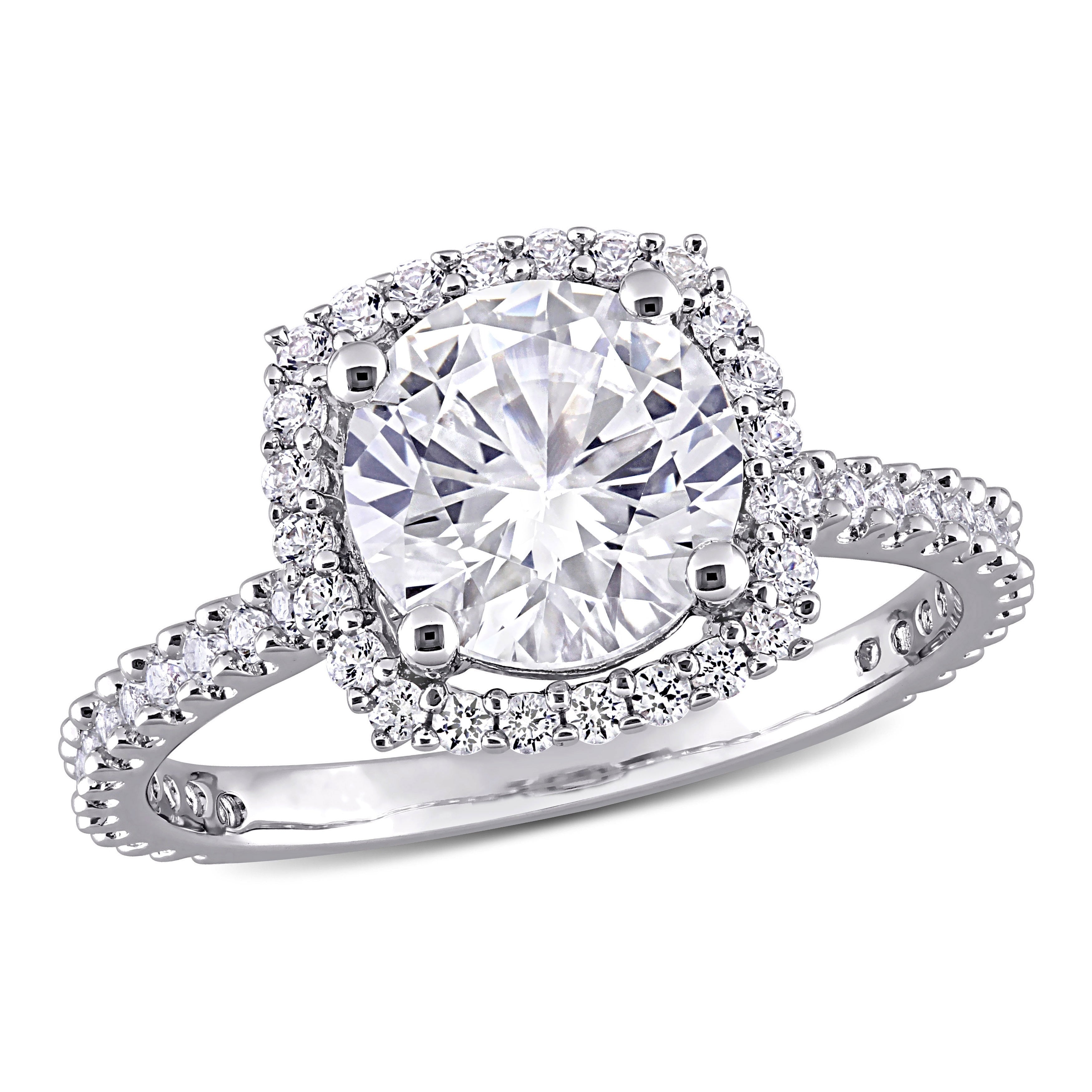 Miadora Sterling Silver 2 7 8Ct Tgw Created White Sapphire Halo Engagement Ring