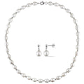 Miadora Sterling Silver 2 Pc Set Of Freshwater Pearl Necklace And Earrings 8 8.5 Mm 18 L