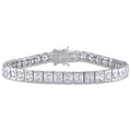 Miadora Sterling Silver 26 3 8Ct Tgw Square Cut Cubic Zirconia Tennis Bracelet