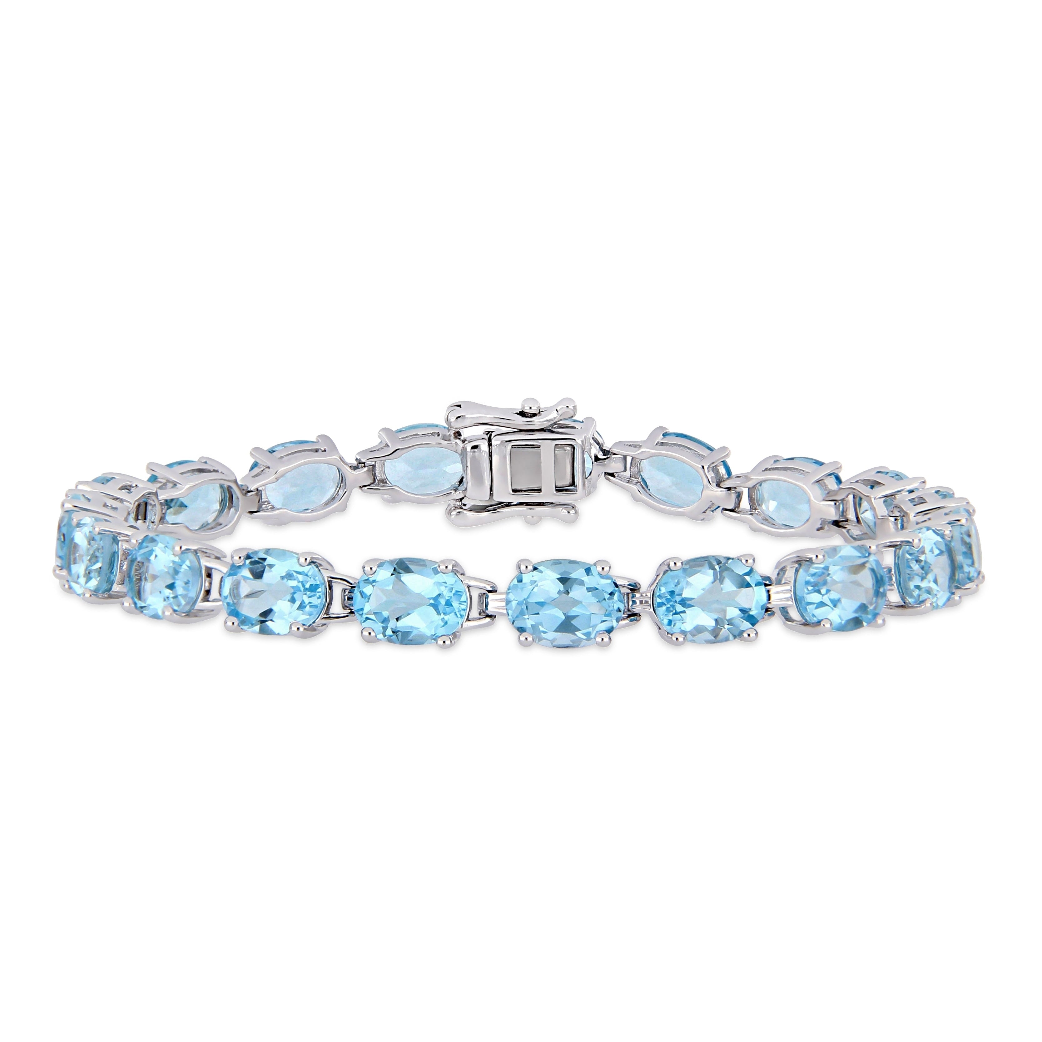 Miadora Sterling Silver 28 1 2Ct Tgw Sky Blue Topaz Tennis Bracelet