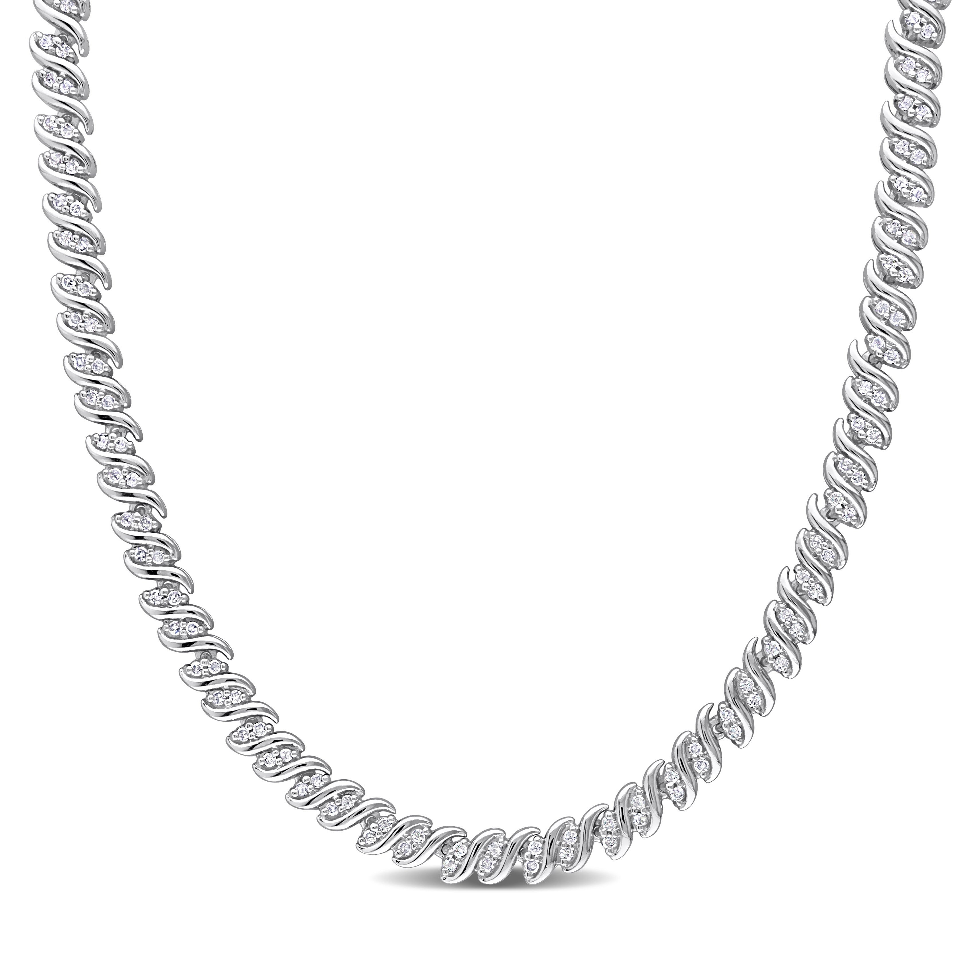 Miadora Sterling Silver 2Ct Tdw Diamond S Link Tennis Necklace