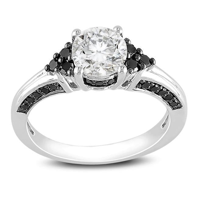 Miadora Sterling Silver 3 8Ct Black Diamond And White Sapphire Ring
