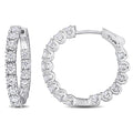 Miadora Sterling Silver 3Ct Tgw Created Moissanite Inside Outside Hoop Earrings
