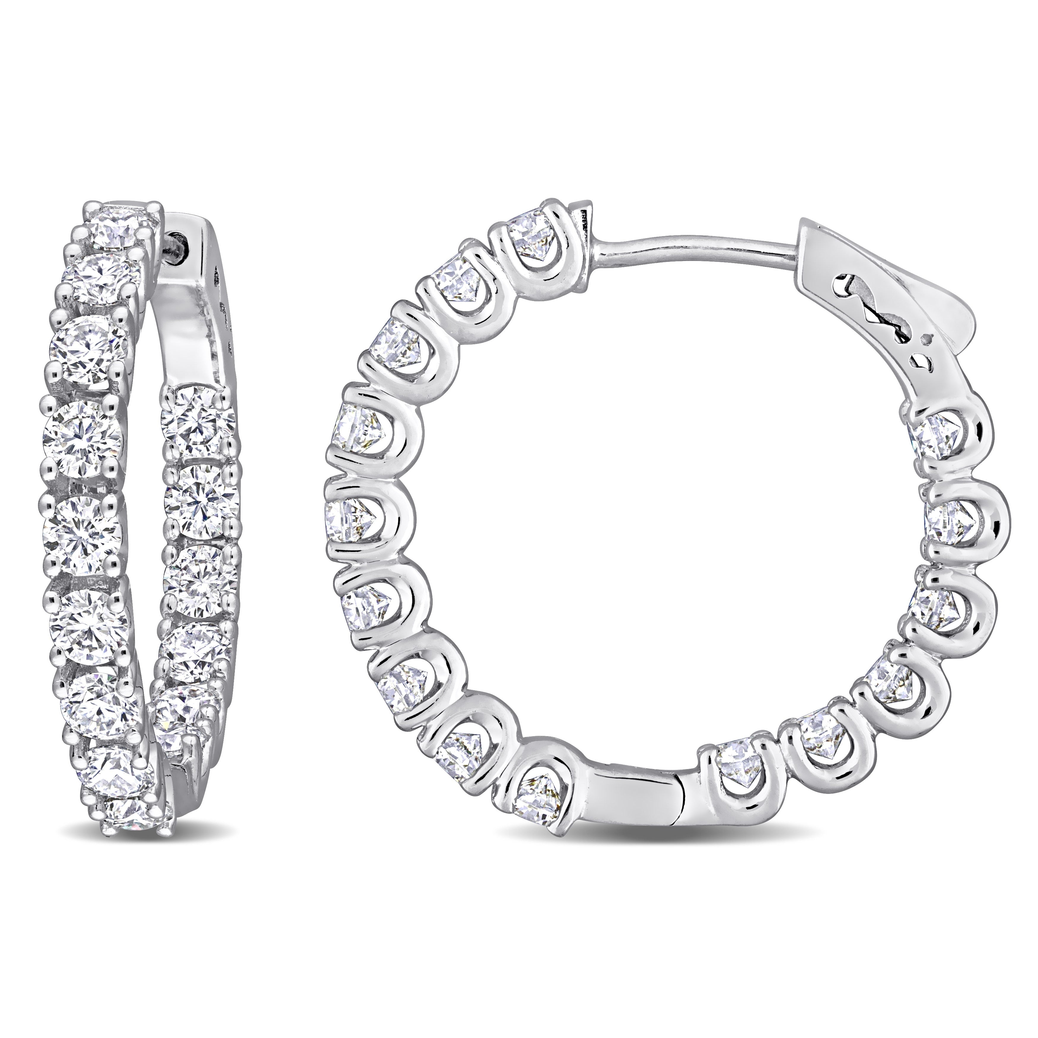 Miadora Sterling Silver 3Ct Tgw Created Moissanite Inside Outside Hoop Earrings
