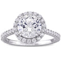 Miadora Sterling Silver 3Ct Tgw Created White Sapphire Halo Engagement Ring
