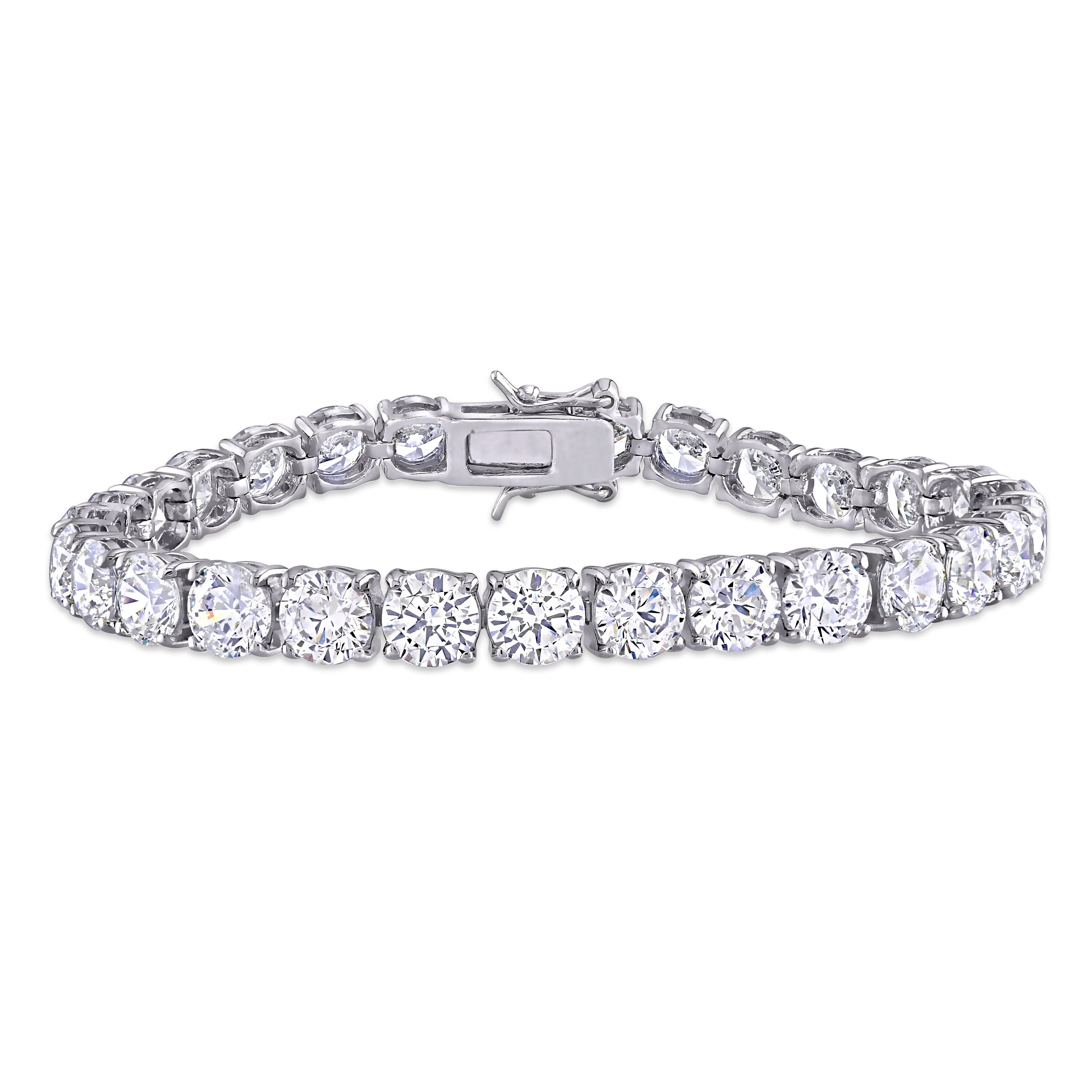 Miadora Sterling Silver 40Ct Tgw Round Cut Cubic Zirconia Tennis Bracelet