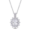 Miadora Sterling Silver 4Ct Tgw Created White Sapphire And Diamond Floral Halo Necklace