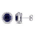 Miadora Sterling Silver 5 1 2Ct Tgw Created Blue And White Sapphire Halo Stud Earrings 11.1 Mm X 11.1 Mm X 6.5 Mm
