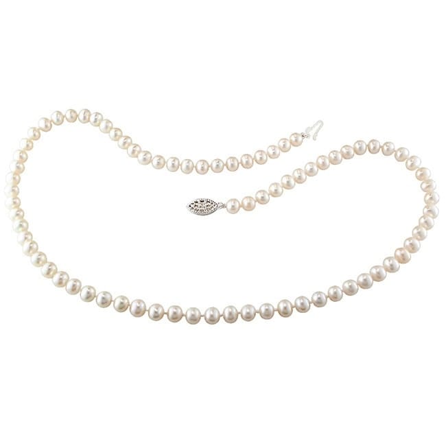 Miadora Sterling Silver 5 6 Mm Cultured Freshwater Pearl Necklace 18 Or 24 Inch