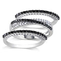 Miadora Sterling Silver 5 8Ct Tdw Black And White Diamond 3 Piece Anniversary Stackable Ring Set