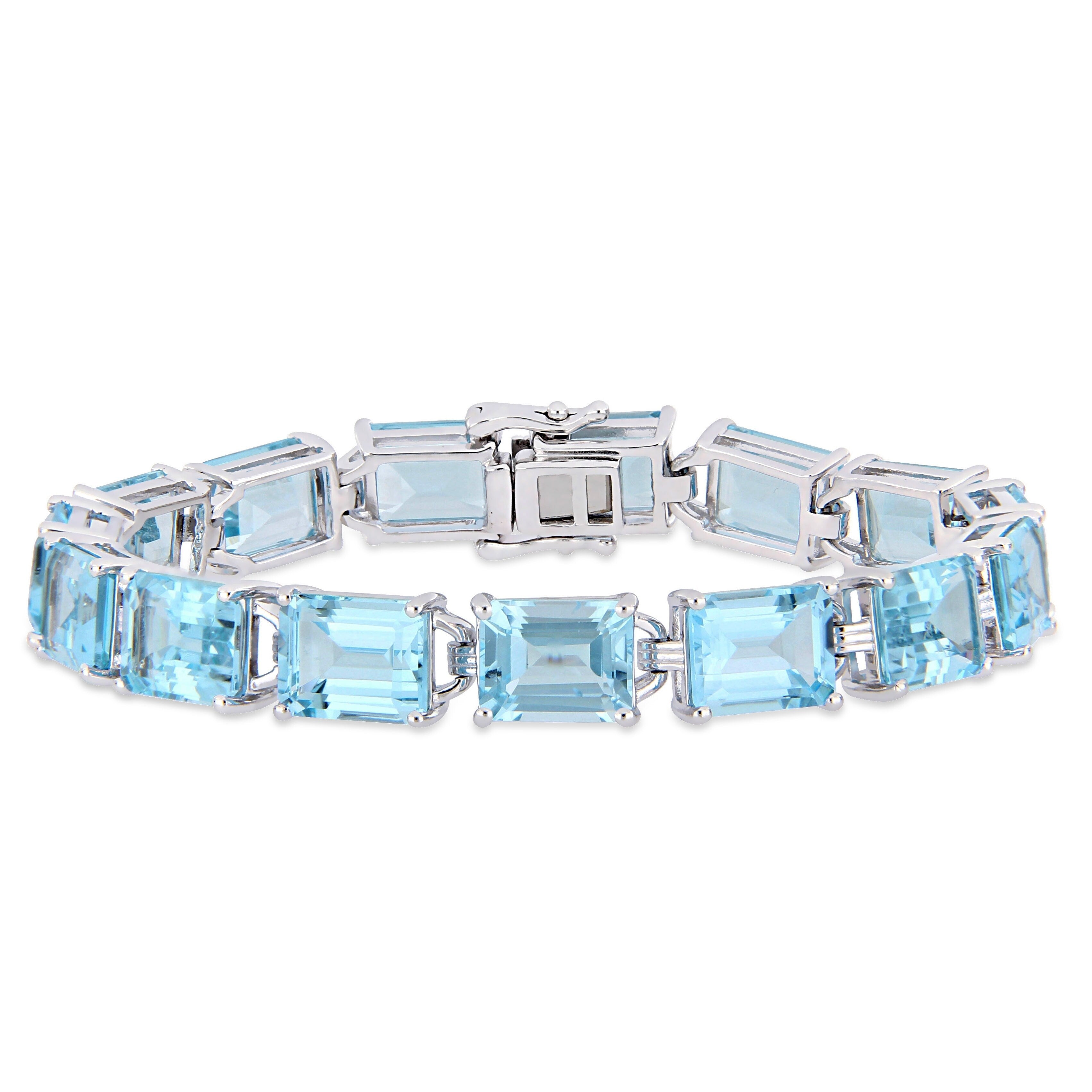 Miadora Sterling Silver 59 3 4Ct Tgw Sky Blue Topaz Tennis Bracelet