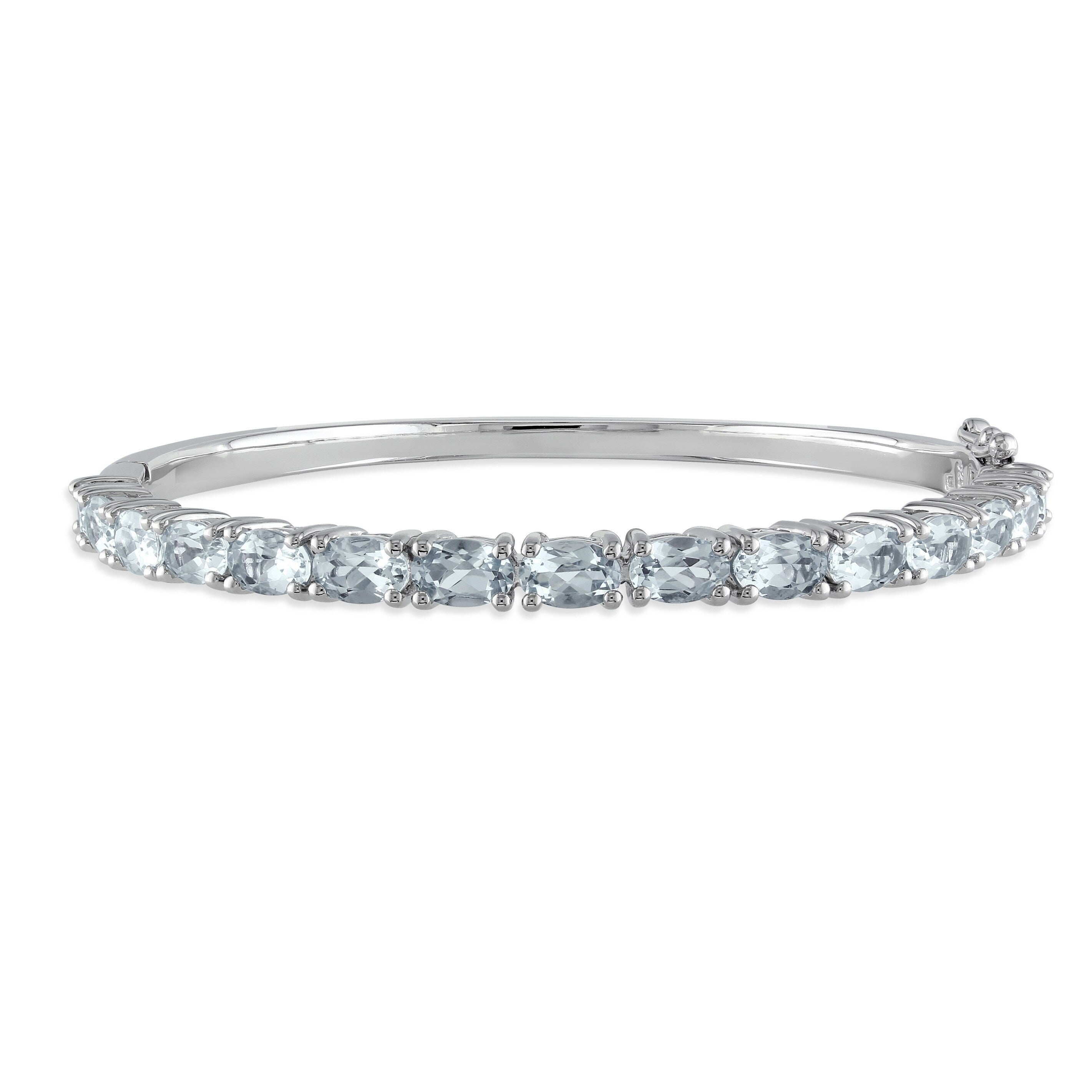 Miadora Sterling Silver 6 1 3Ct Tgw Aquamarine Semi Eternity Bangle