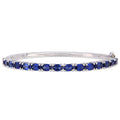 Miadora Sterling Silver 8 1 4Ct Tgw Created Blue Sapphire Semi Eternity Bangle