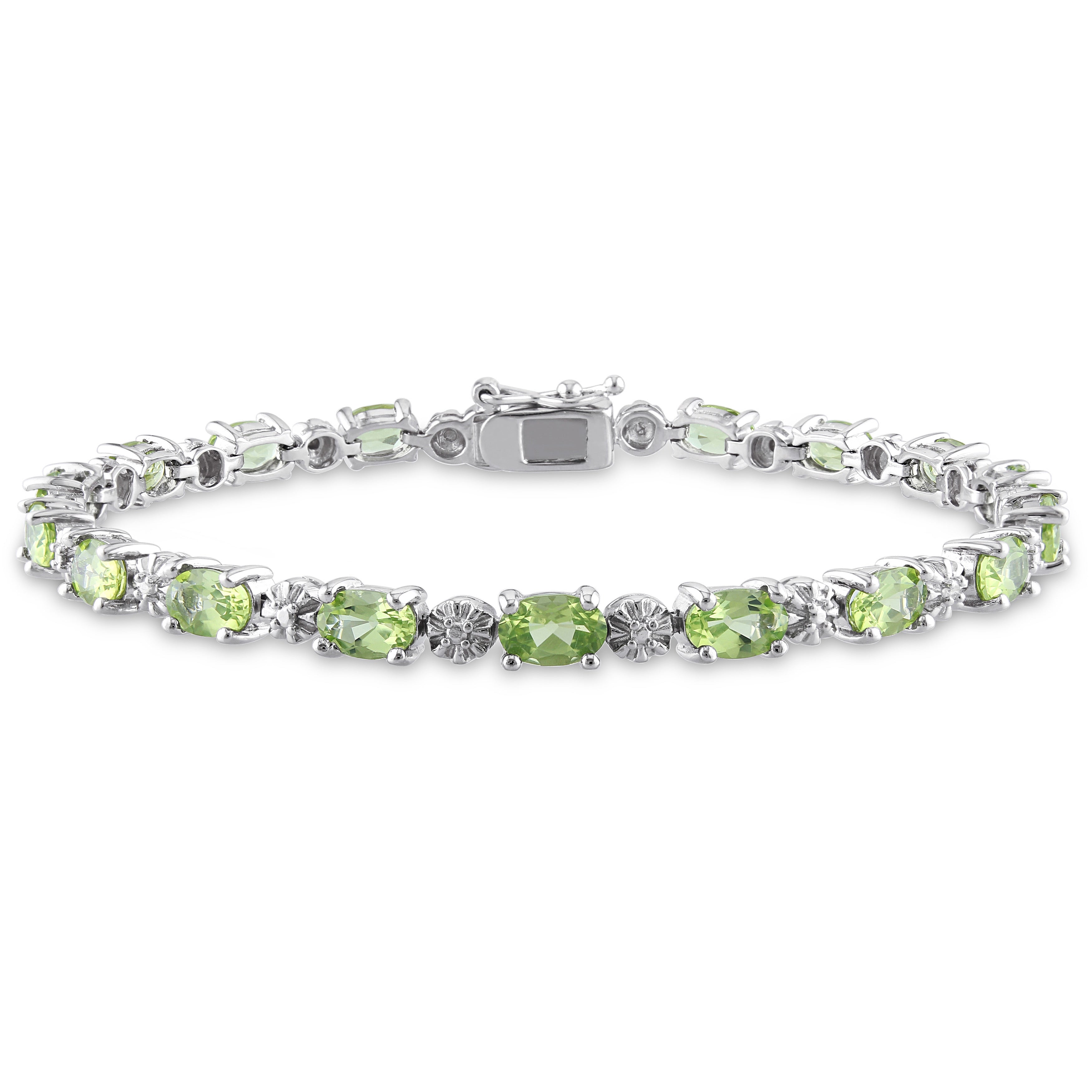 Miadora Sterling Silver 8 4 5Ct Tgw Peridot And Diamond Accent Bracelet