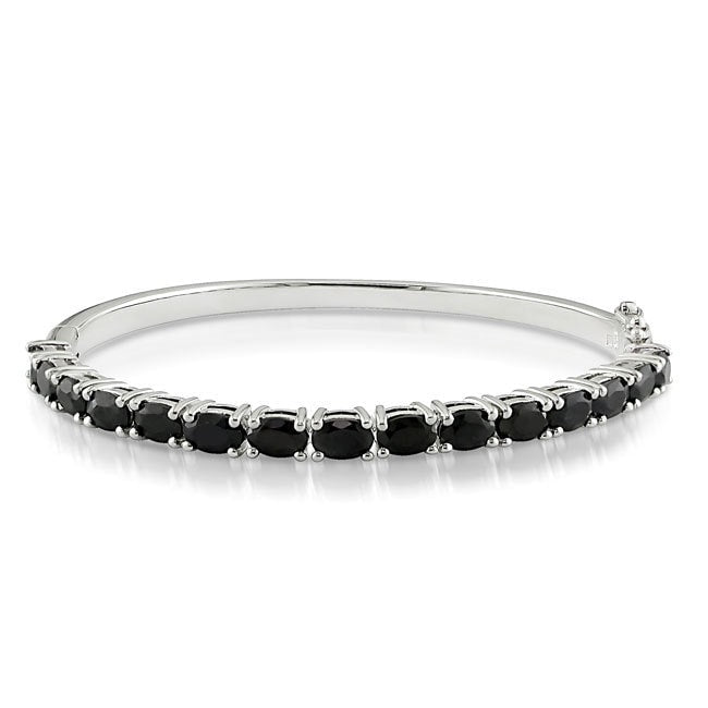 Miadora Sterling Silver 9 1 3Ct Tgw Black Sapphire Bangle Bracelet