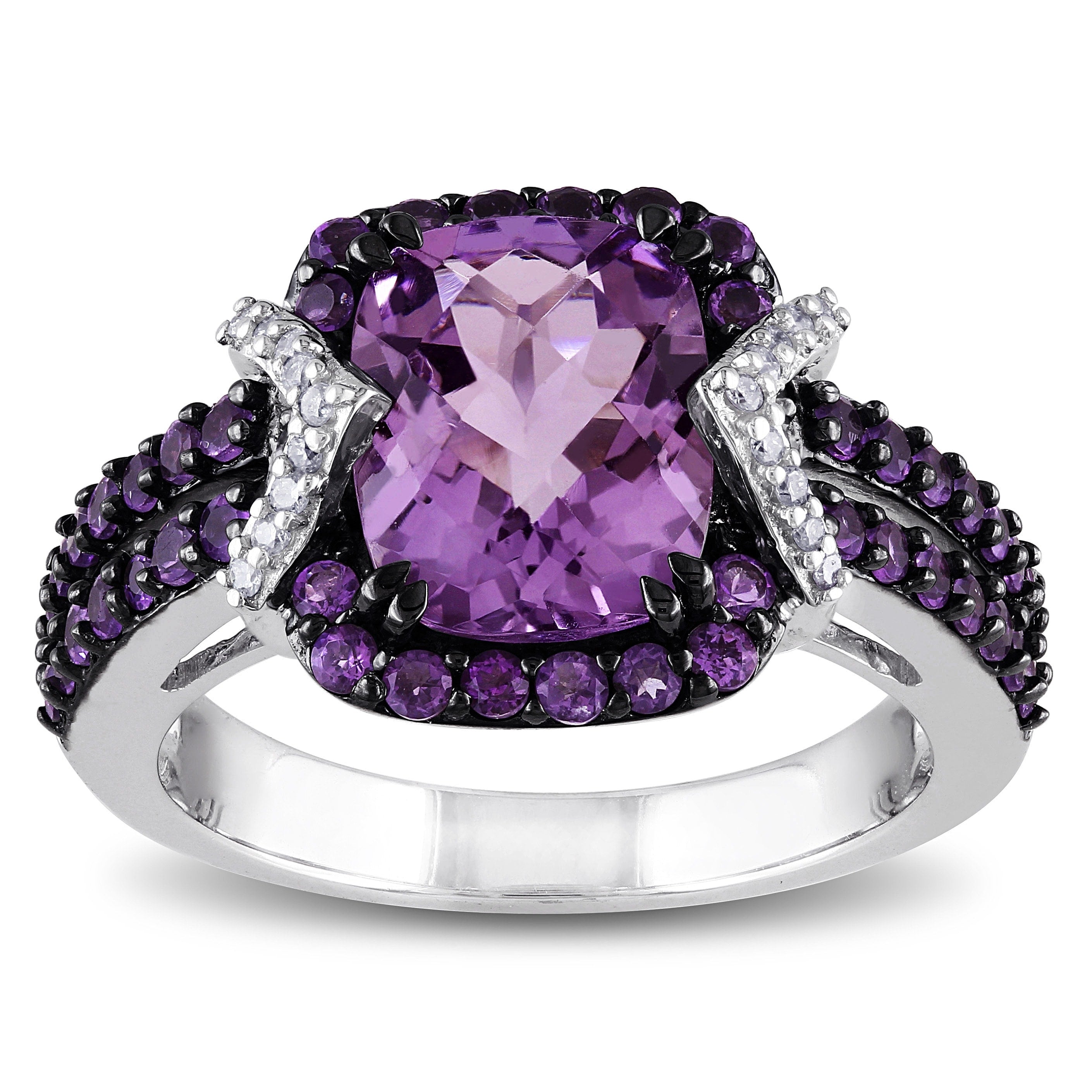 Miadora Sterling Silver Amethyst And 1 6Ct Tdw Diamond Ring H I I2 I3