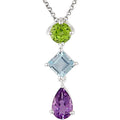 Miadora Sterling Silver Amethyst Peridot And Blue Topaz Drop Journey Necklace