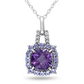 Miadora Sterling Silver Amethyst Tanzanite And Diamond Accent Necklace