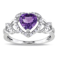 Miadora Sterling Silver Amethyst And 1 10Ct Tdw Diamond Heart Ring H I I2 I3