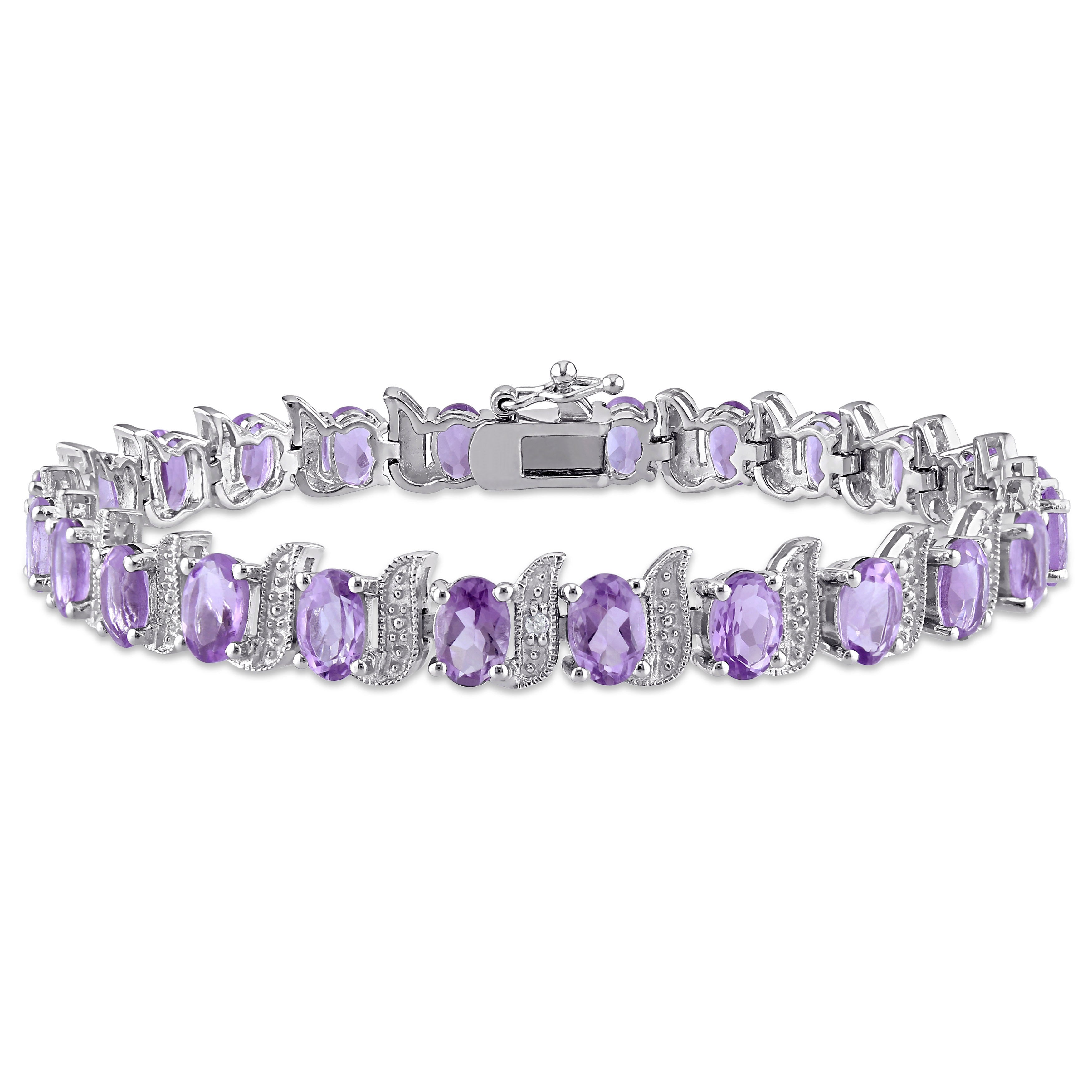 Miadora Sterling Silver Amethyst And Diamond Accent Tennis Bracelet