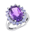 Miadora Sterling Silver Amethyst And Tanzanite Cocktail Ring
