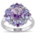 Miadora Sterling Silver Amethyst And Tanzanite Ring