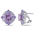 Miadora Sterling Silver Amethyst And Tanzanite Stud Earrings