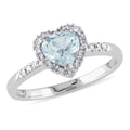 Miadora Sterling Silver Aquamarine And 1 10Ct Tdw Diamond Heart Ring