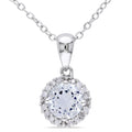 Miadora Sterling Silver Aquamarine And 1 10Ct Tdw Diamond Necklace H I I2 I3