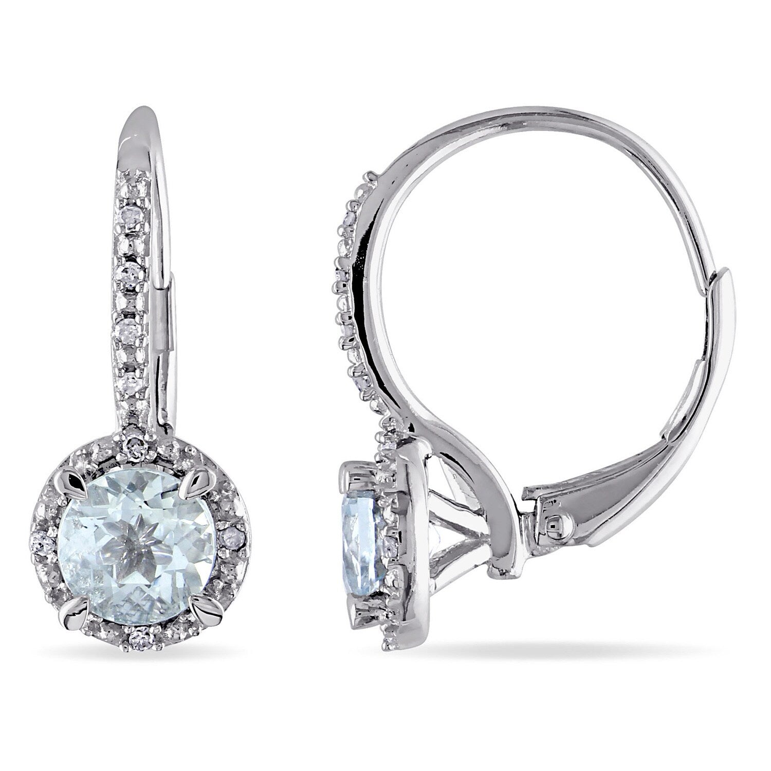 Miadora Sterling Silver Aquamarine And Diamond Accent Earrings