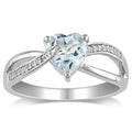 Miadora Sterling Silver Aquamarine And Diamond Accent Heart Ring