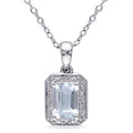 Miadora Sterling Silver Aquamarine And Diamond Accent Necklace