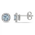 Miadora Sterling Silver Aquamarine And Diamond Accent Stud Earrings