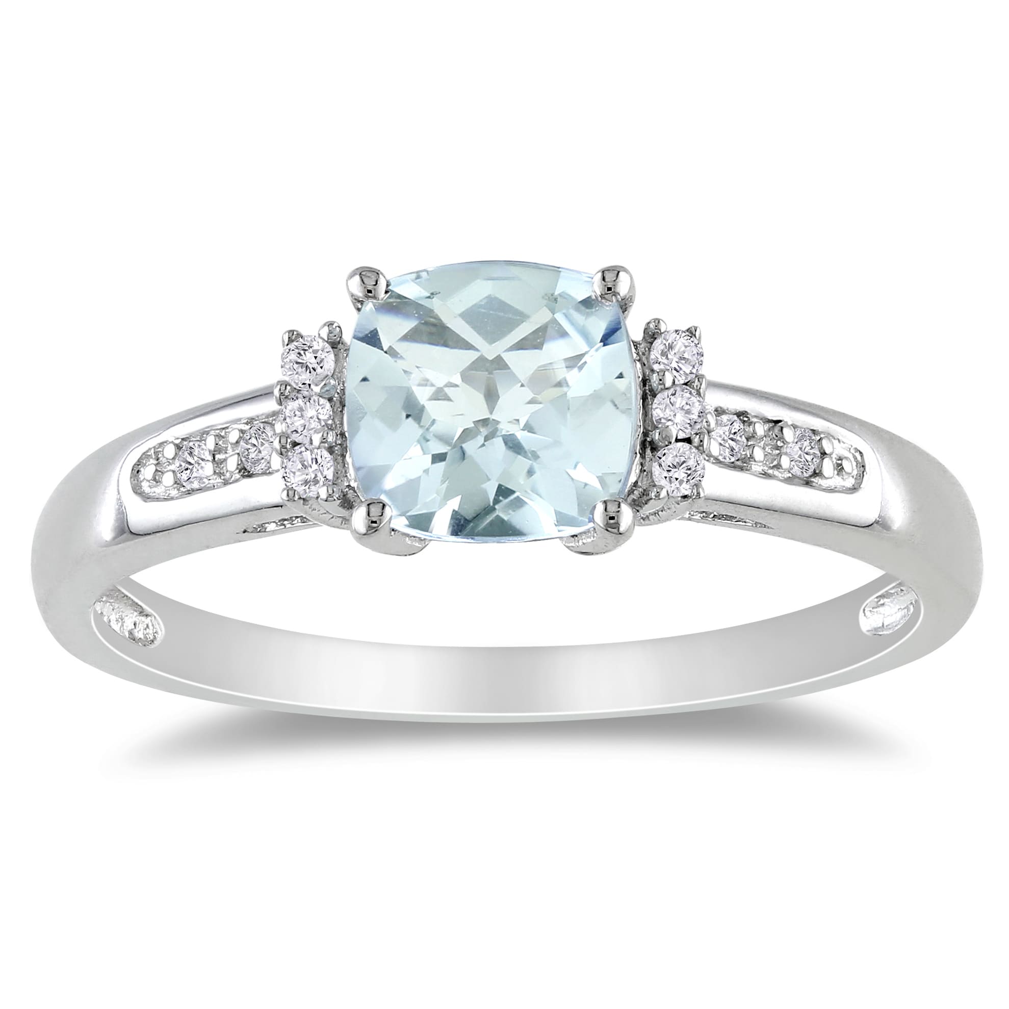 Miadora Sterling Silver Aquamarine And Diamond Ring