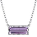 Miadora Sterling Silver Baguette Cut African Amethyst And Round Cut White Sapphire Halo Necklace