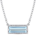Miadora Sterling Silver Baguette Cut Sky Blue Topaz And White Sapphire Bar Necklace