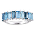 Miadora Sterling Silver Baguette Cut Blue Topaz Anniversary Wedding Band Ring
