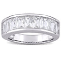 Miadora Sterling Silver Baguette Cut Created White Sapphire Anniversary Band Ring