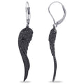 Miadora Sterling Silver Black Diamond Accent Leaf Earrings