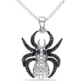 Miadora Sterling Silver Black Diamond Spider Necklace