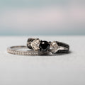 Miadora Sterling Silver Black Rhodium 1 1 8Ct Tdw Black And White Diamond Split Shank Bridal Set